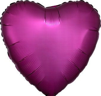 18" Satin Luxe Pomegranate Heart Helium Foil Balloons (5 PACK) #36828