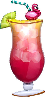 41" Jumbo LET'S FLAMINGLE TROPICAL DRINK Shape Foil Balloon (1 Pack) #37115