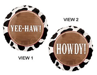 18" Howdy Yeehaw Helium Foil Balloons #37128
