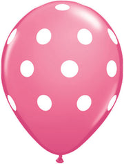 11" Qualatex Rose w/White Polka Dots 50ct #37222