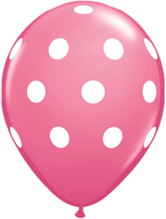 11" Qualatex Rose w/White Polka Dots 50ct #37222