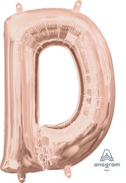 16" Mini Rose Gold Letter D Balloon Self Sealing #37455