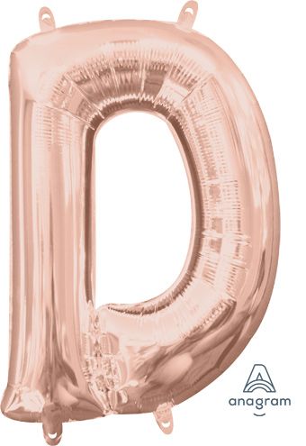 16" Mini Rose Gold Letter D Balloon Self Sealing #37455