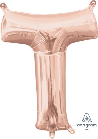16" Mini Rose Gold Letter T Balloon Self Sealing #37471