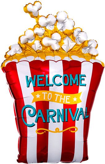 29" Jumbo Popcorn "Welcome To The Carnival" Helium Foil Balloon 1ct #37906