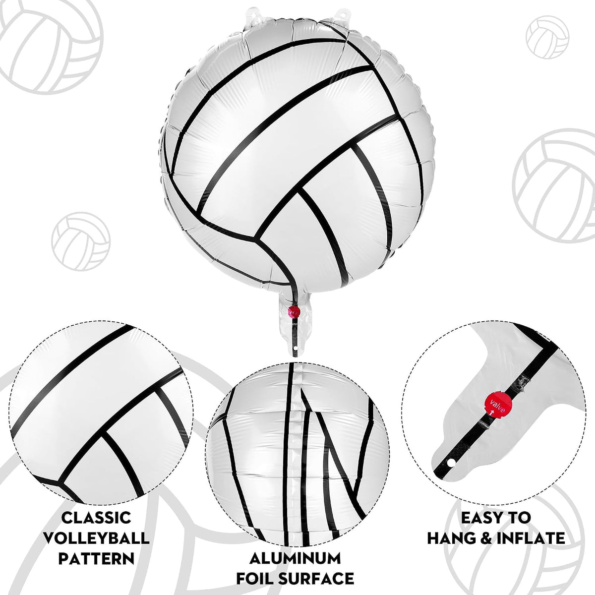 12-Pack 18-Inch Volleyball Foil Mylar Balloons for Themed Birthday Party Decorations
