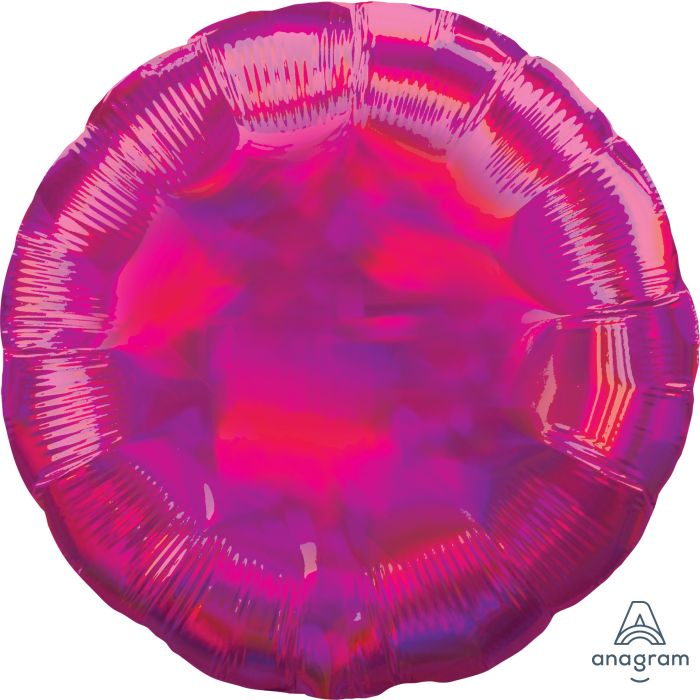 19" Iridescent Magenta Holographic Circle Helium Foil Balloons (D) (5 Pack) #39255