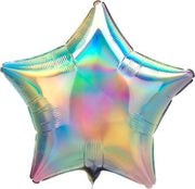 19" Iridescent Pastel Rainbow Star Helium Foil Balloons 5 Pack #39407
