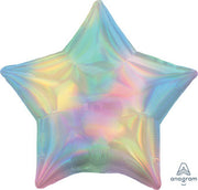 19" Iridescent Pastel Rainbow Star Helium Foil Balloons 5 Pack  #39407