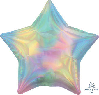 19" Iridescent Pastel Rainbow Star Helium Foil Balloons 5 Pack  #39407