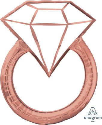 30" Engagement Ring Shape Rose Gold Helium Foil Balloon #39715
