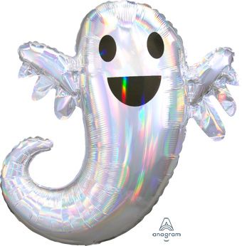 28" Iridescent Halloween Ghost Shape Helium Foil Balloon 1CT #39986