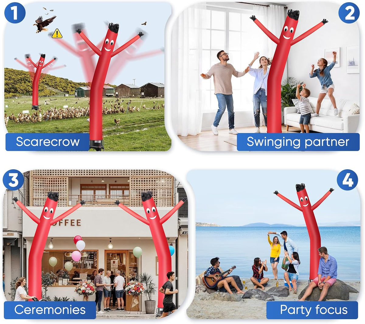 12FT Inflatable Dancing Man with 3/4HP Blower, Highly Durable and Tear Resistant Polyester Polyamide Nylon Inflatable Man Dancing, Waving Inflatable Tube Guy