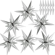 74 PCS Silver Star Balloons, 12 Point Star Foil Mylar Balloons Spike Explosion Cone Balloon for Party Decorations Supplies, Birthday, Wedding, Baby Shower, Graduation Balloon 2025