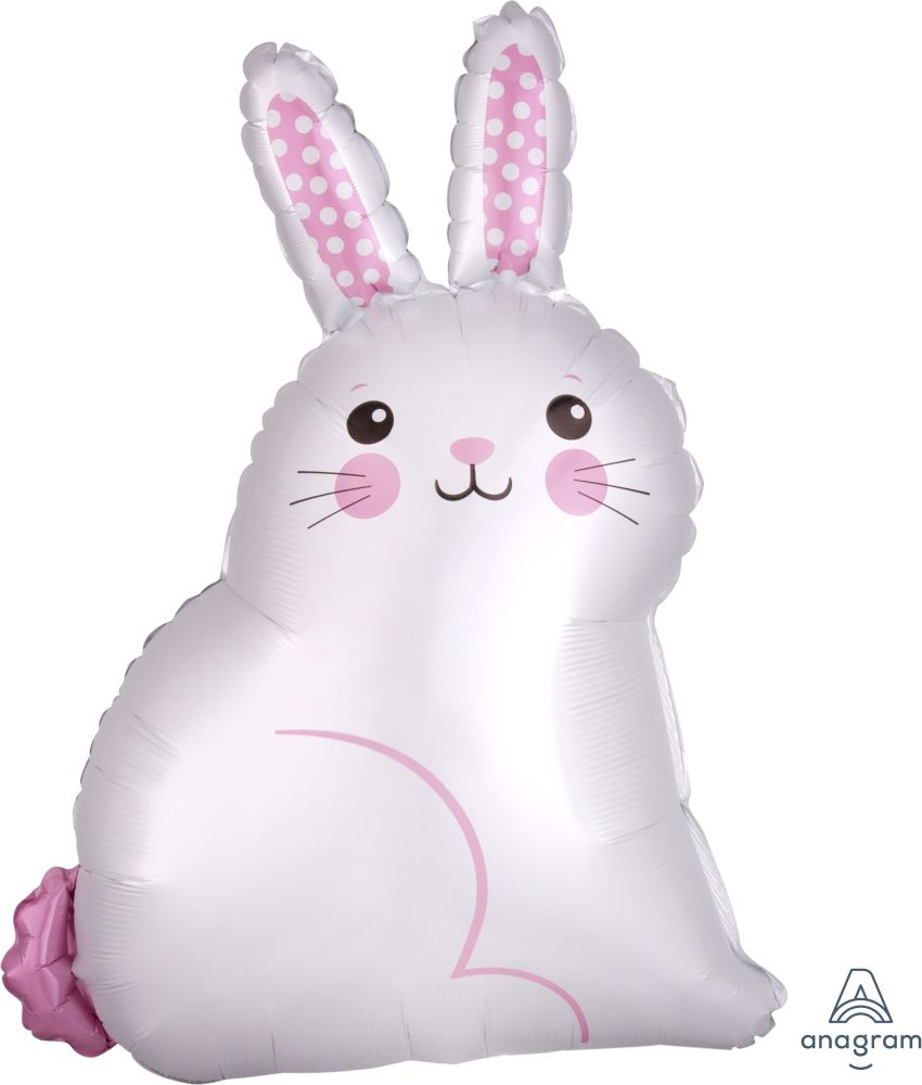 22" White Satin Luxe Bunny Shape Helium Foil Balloon #40529