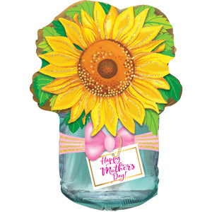 22" Large Shape Mother's Day Sunflower Jar Shape Balloon (5 Pack) #414031