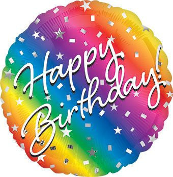 18" Ombre Birthday Helium Foil Balloons (5 PACK) #41599