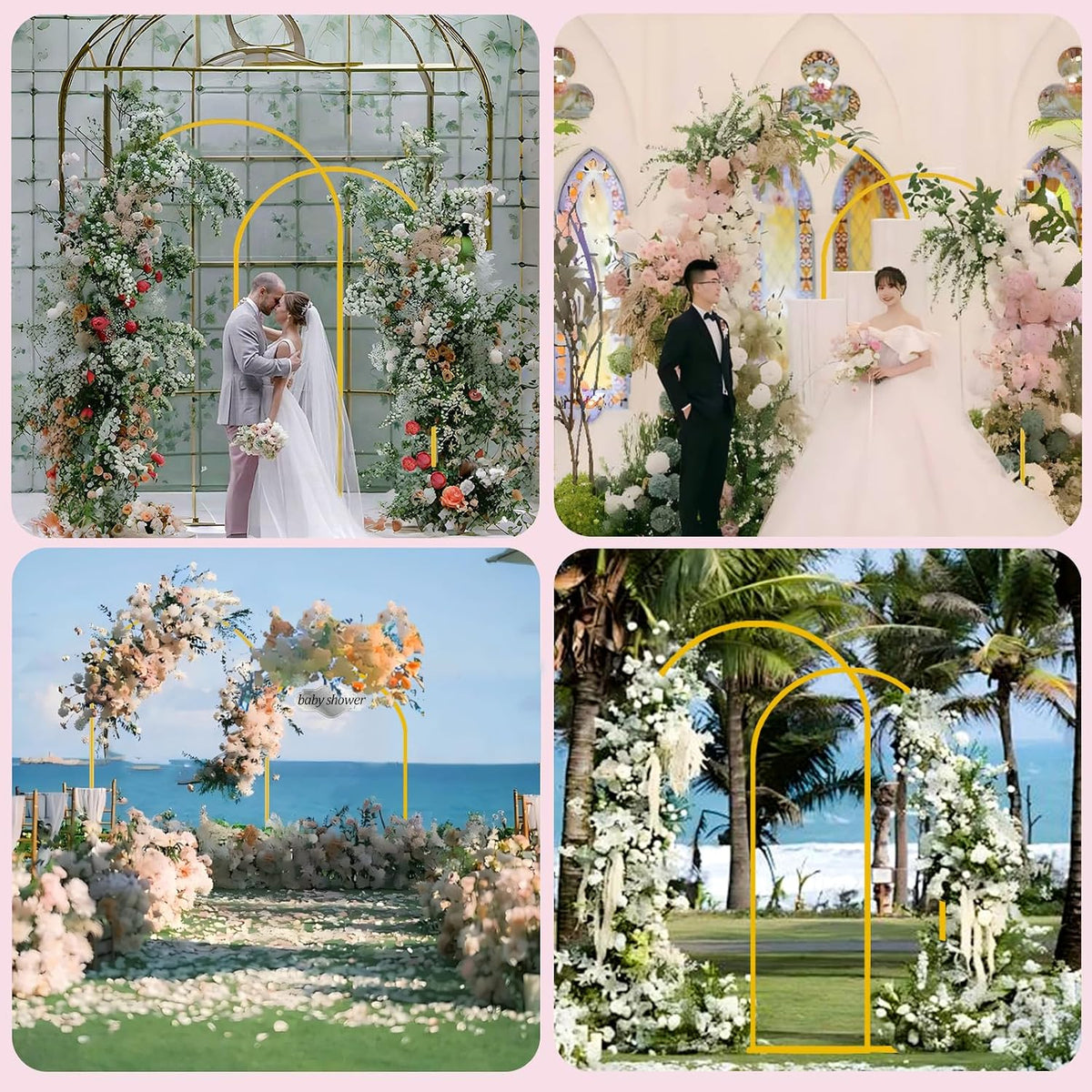 7.2FT and 6.6FT Metal Wedding Arch Backdrop Stand Set for Events, Parties, and Ceremonies
