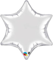 22" Qualatex Six-Point Star Silver Helium Foil Balloon (5 Pack) #19122