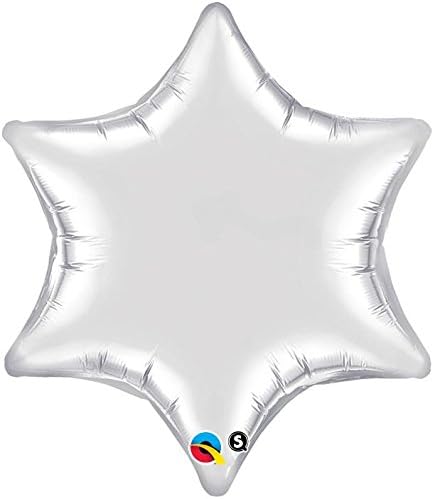 22" Qualatex Six-Point Star Silver Helium Foil Balloon (5 Pack) #19122