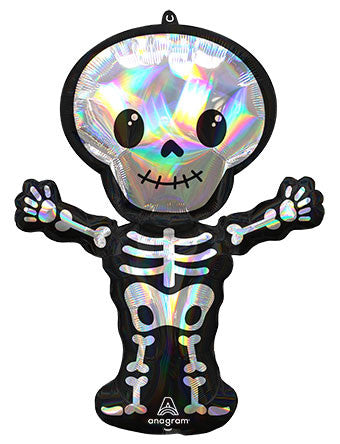 34" Iridescent  Holographic Skeleton Helium Foil Balloon 1ct #43154
