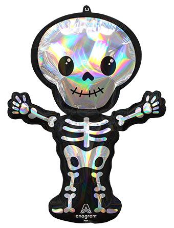 34" Iridescent Holographic Skeleton Helium Foil Balloon 1ct #43154