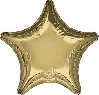 19" Satin White Gold Star Shape Helium Foil Balloon 5 Pack #43198