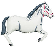 43" White Stallion Shape Helium Foil Balloons #15774