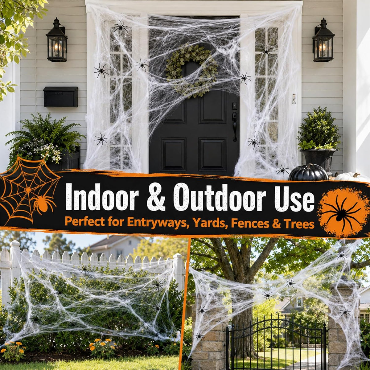 1100 Sqft Halloween Spider Webs - Outdoor Cobwebs with 40 Spiders