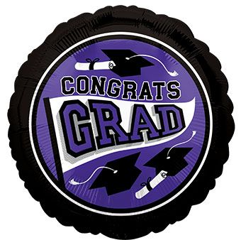 18" Purple Congrats Grad Helium Foil Balloon (5 Pack) #44355