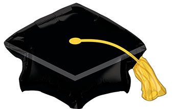 31" Black Cap Shape Graduation Helium Foil Balloon 1ct #44457