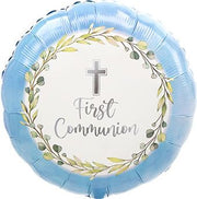 18" First Communion Blue Helium Foil Balloon (5 PACK) #44508