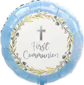 18" First Communion Blue Helium Foil Balloon (5 PACK) #44508