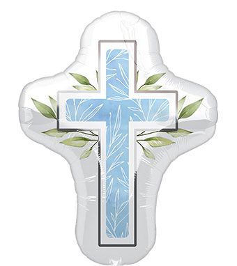 28" Blue Religious Holy Cross Shape Helium Foil Balloons 1ct #44511