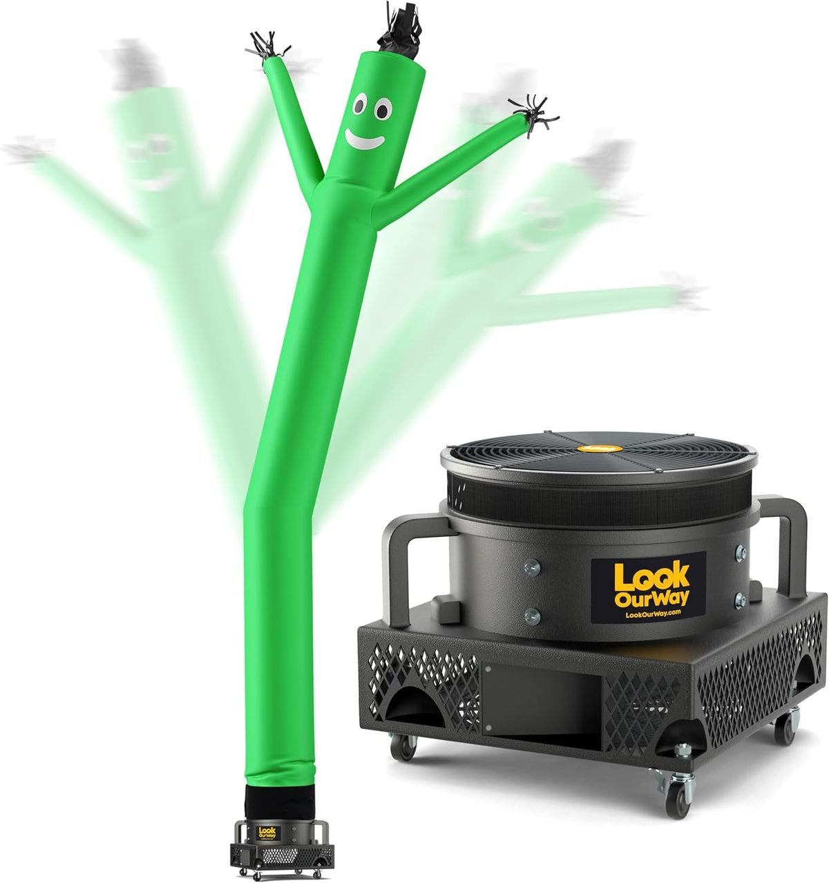 Air Dancers Wacky Waving Inflatable Tube Guy - 7Ft Tall Inflatable Advertising Waving Dancing Man with Sky Dancer Blower - Green
