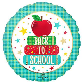 18" Back to School Apple and Books Helium Foil Balloons (1 Pack)#44811