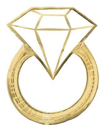 30" Engagement Ring Shape Gold Helium Foil Balloon #44860
