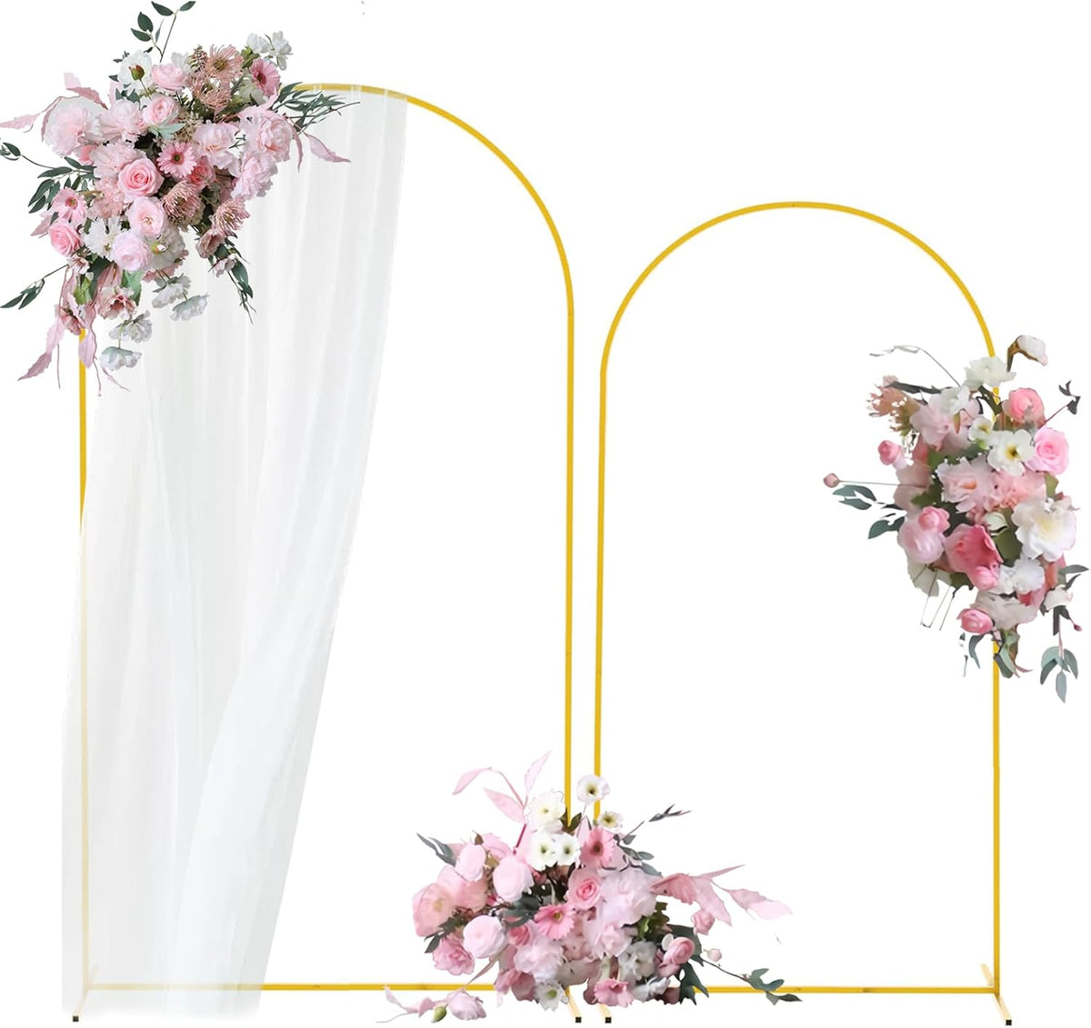 7.2FT and 6.6FT Metal Wedding Arch Backdrop Stand Set for Events, Parties, and Ceremonies