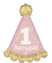 34" 1st Birthday Pink Party Hat "Little Miss ONE-derful" Helium Foil Balloon 1ct #46713