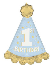 34" 1st Birthday Blue Party Hat "Little Mister ONE-derful" Helium Foil Balloon 1ct #46717