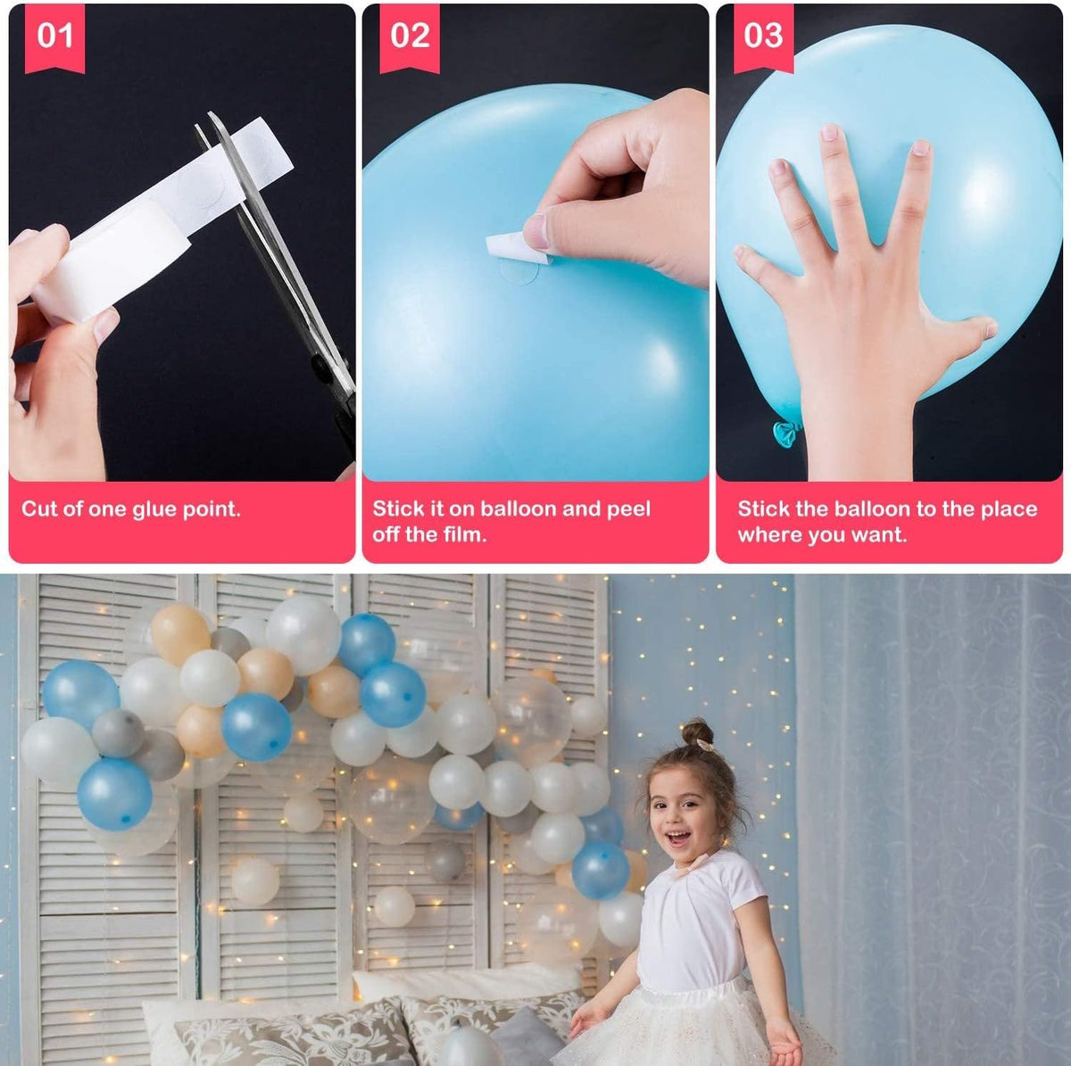 Balloon Arch Decoration Kit - Includes 2 Rolls of Tape Strips for Garlands, Parties, and Weddings