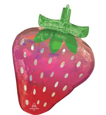 27" Large Shape Iridescent Fruity Strawberry  Helium Foil Balloons (1 Pack) #47619