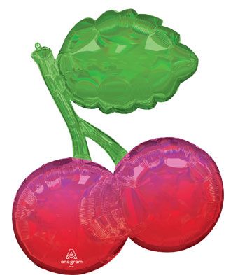 30" Large Shape Iridescent Cherries Helium Foil Balloons (1 Pack) #47620