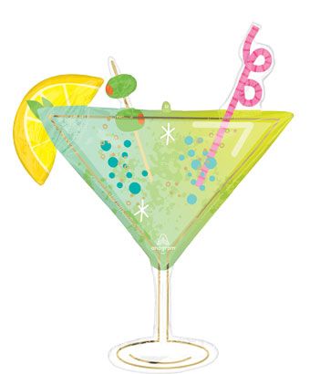 36" Jumbo COCKTAIL MARTINI SURPRISE Shape Foil Balloon (1 Pack) #47850