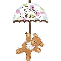 49" Baby Shower Balloon Umbrella &amp; Bear #20711