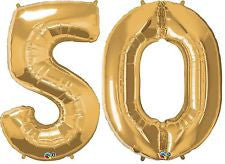 34" Large #50 Gold Number Foil Balloons image 0
