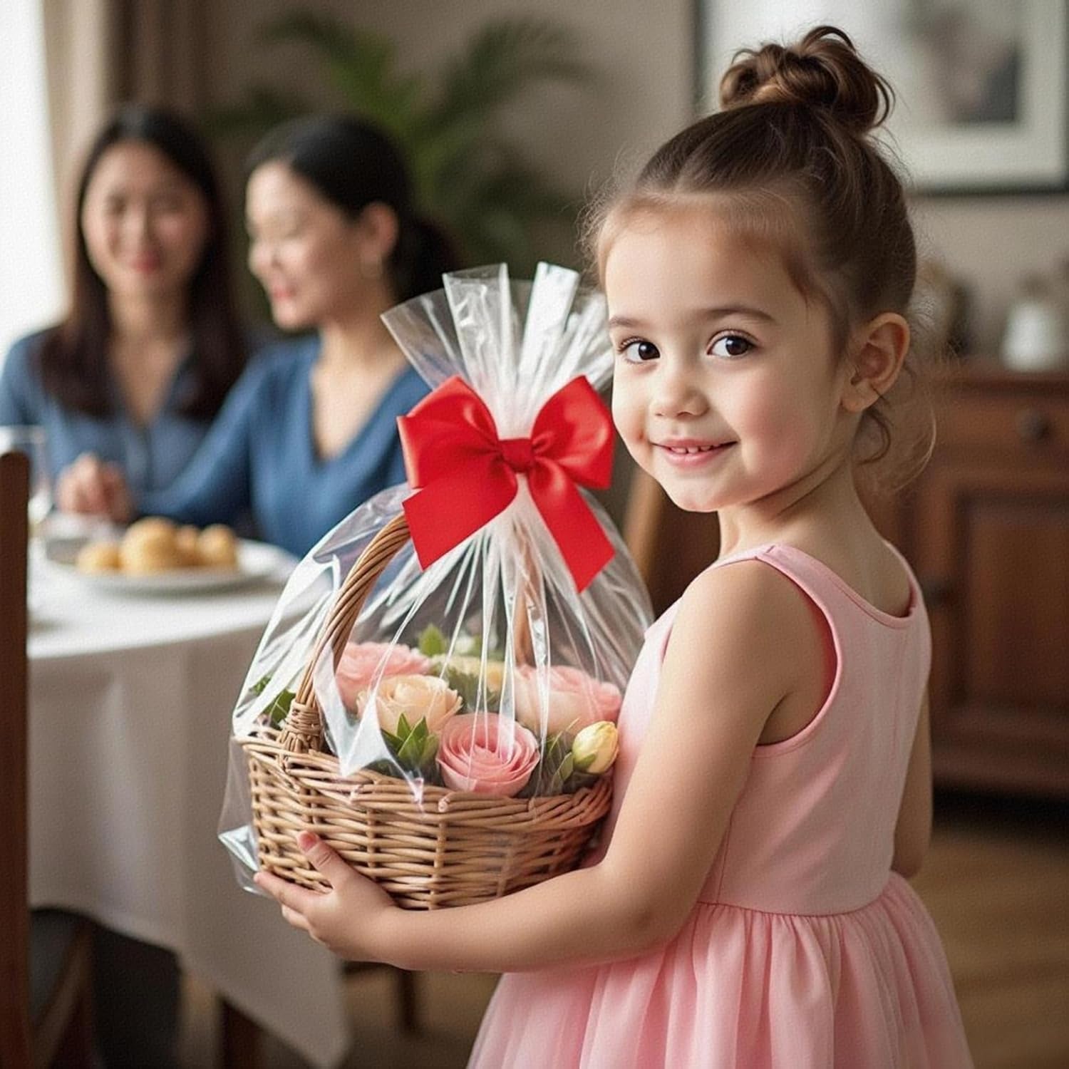 Cellophane Bags for Gift Baskets 16X24 Inches 5Pcs | Clear Cellophane Gift Bags (No Bow or Ribbon Included)