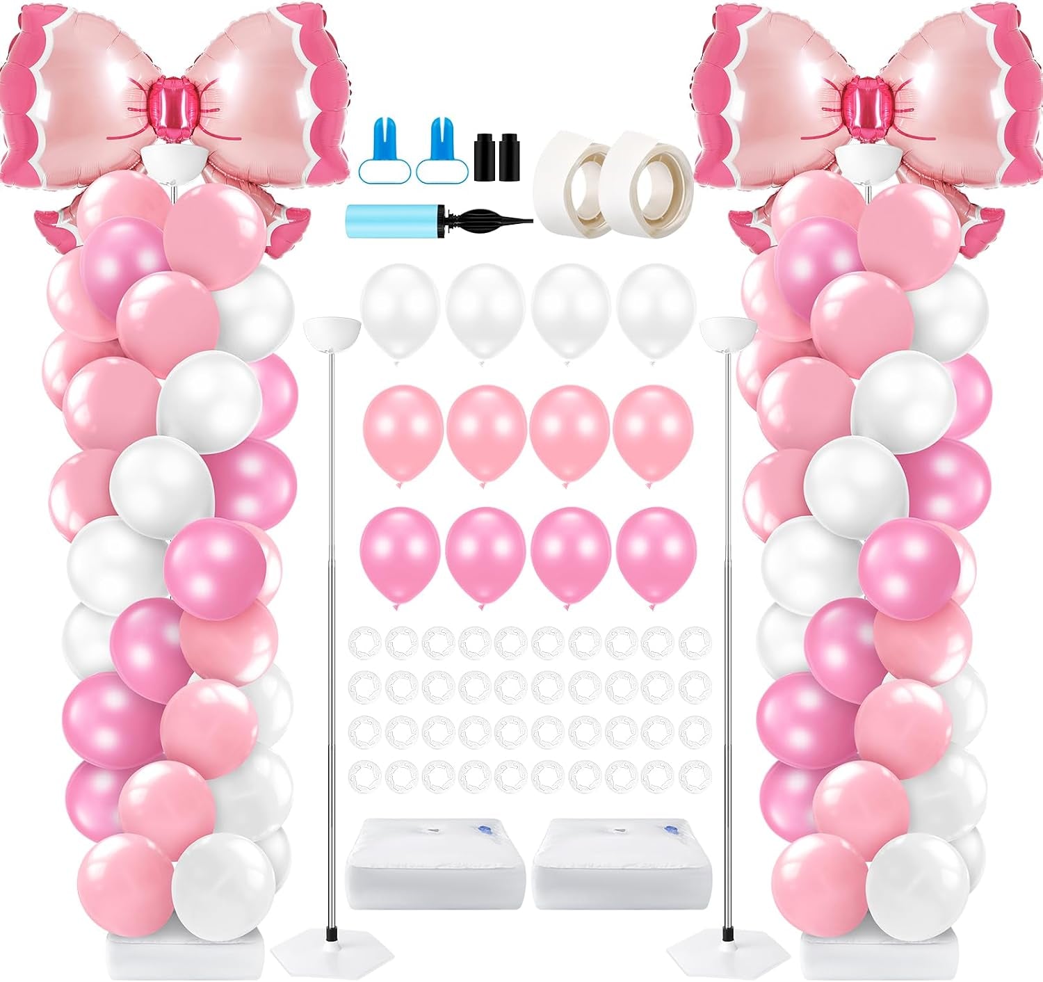 2 Sets Daisy Pastel Party Balloon Column Stand Kit, Adjustable Groovy Balloon Arch Stand Kit for Macaron Boho Summer Daisy Floral Theme Easter Party Decoration