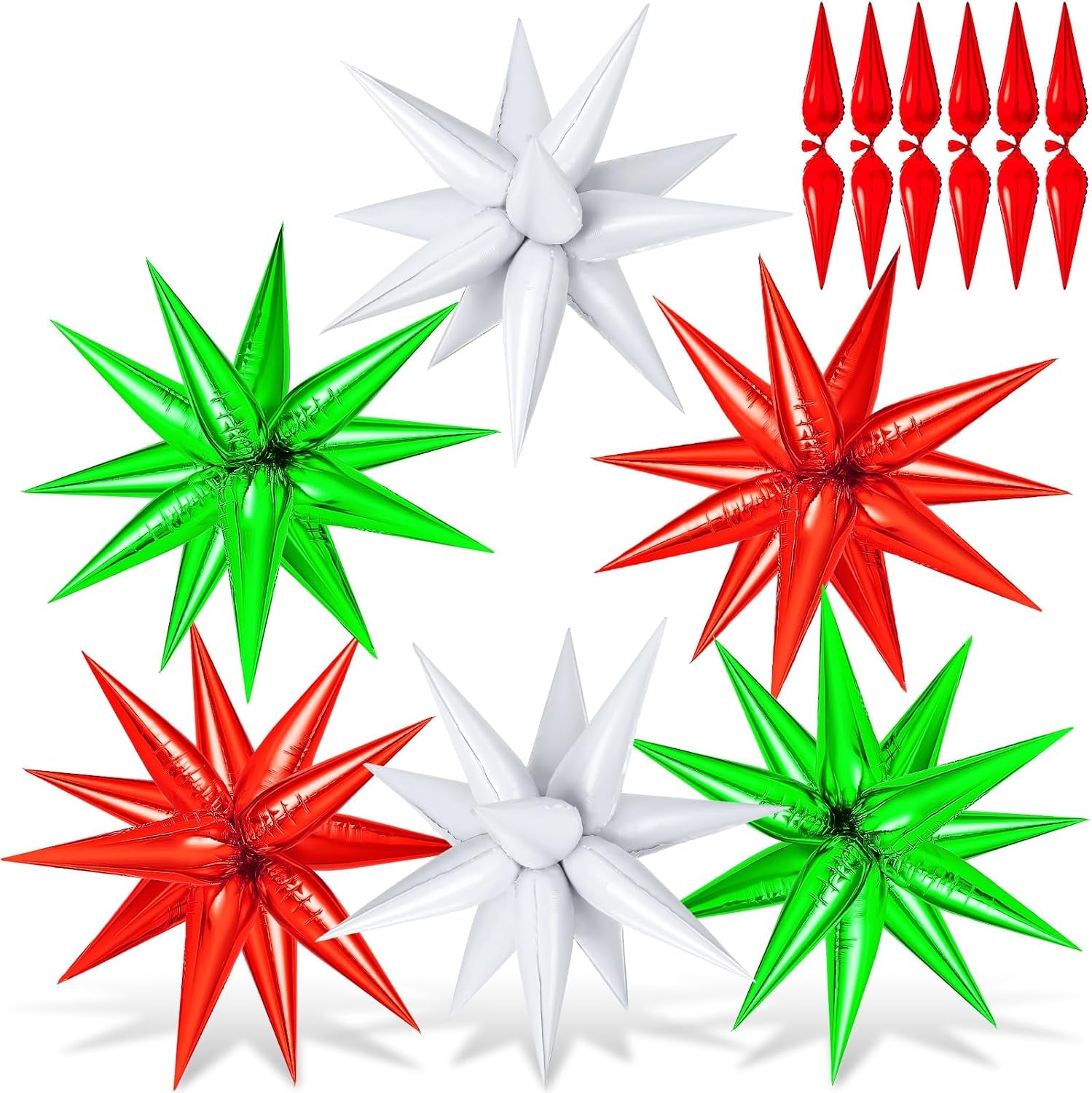 74 PCS Silver Star Balloons, 12 Point Star Foil Mylar Balloons Spike Explosion Cone Balloon for Party Decorations Supplies, Birthday, Wedding, Baby Shower, Graduation Balloon 2025