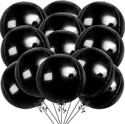 22-Inch Black Mylar Round Foil Balloons - Pack of 12